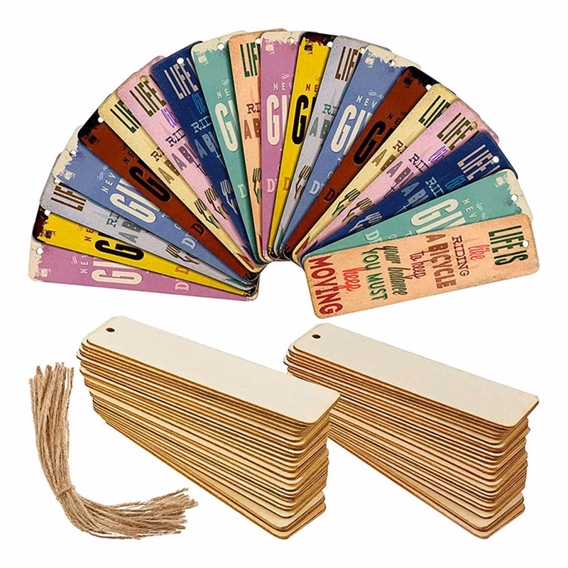 20pcs DIY Custom Wooden Blank Bookmark Decoration