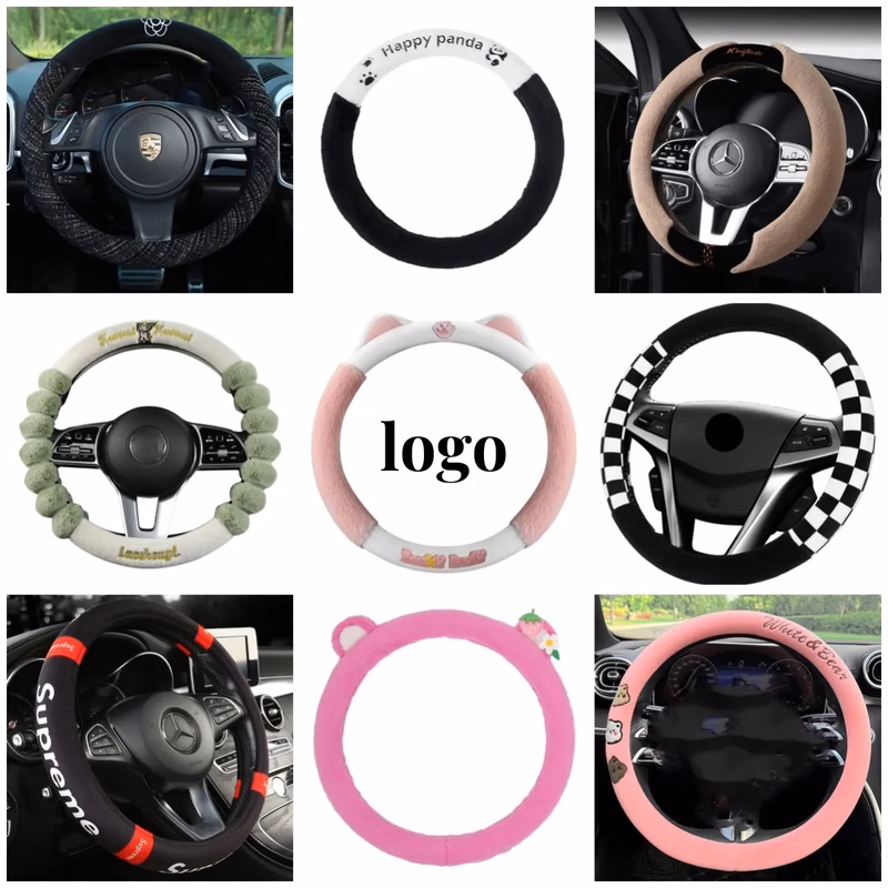 Soft Faux Wool Winter Car Stretch-On Steering Wheel Cover