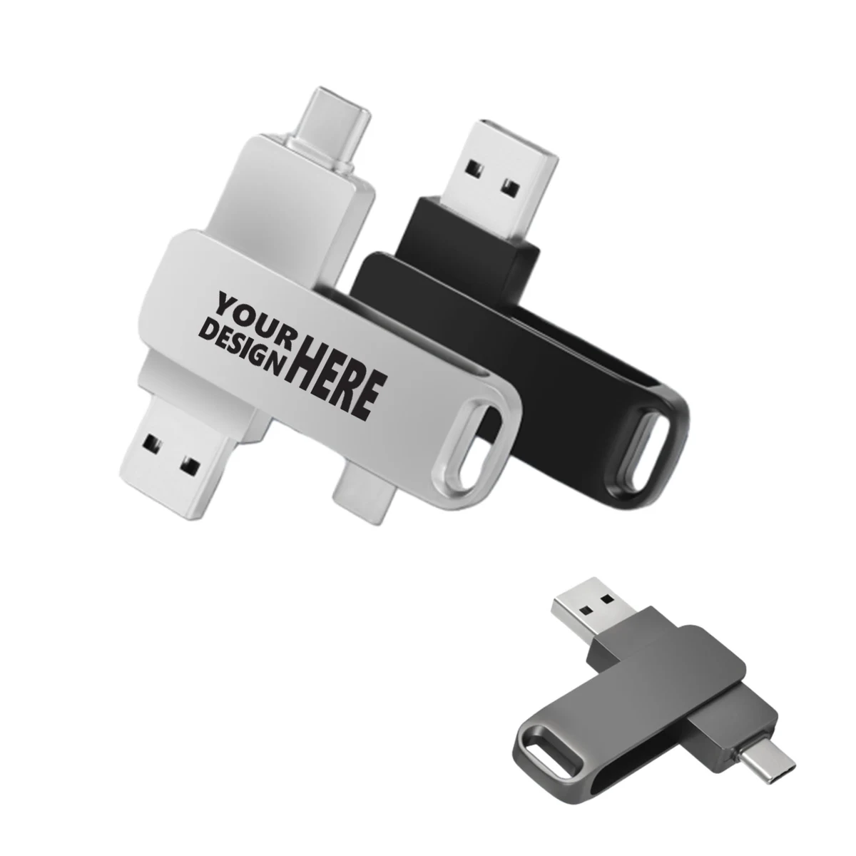 Convenient Metal Portable Dual Interface USB Flash Drive 1