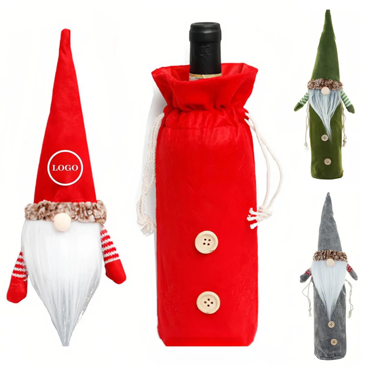 Christmas Gnome Wine Bottle Cover 1