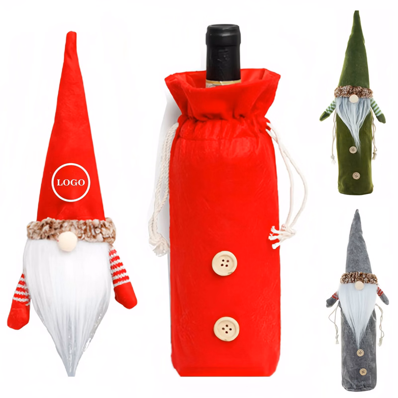 Christmas Gnome Wine Bottle Cover