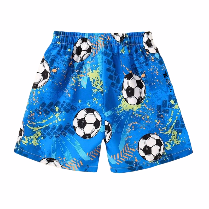 3D Soccer Print Boys Swim Trunks Casual Beach Shorts