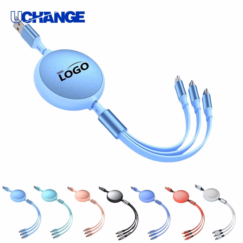 Retractable One Hundred Watt Three In One Charging Cable