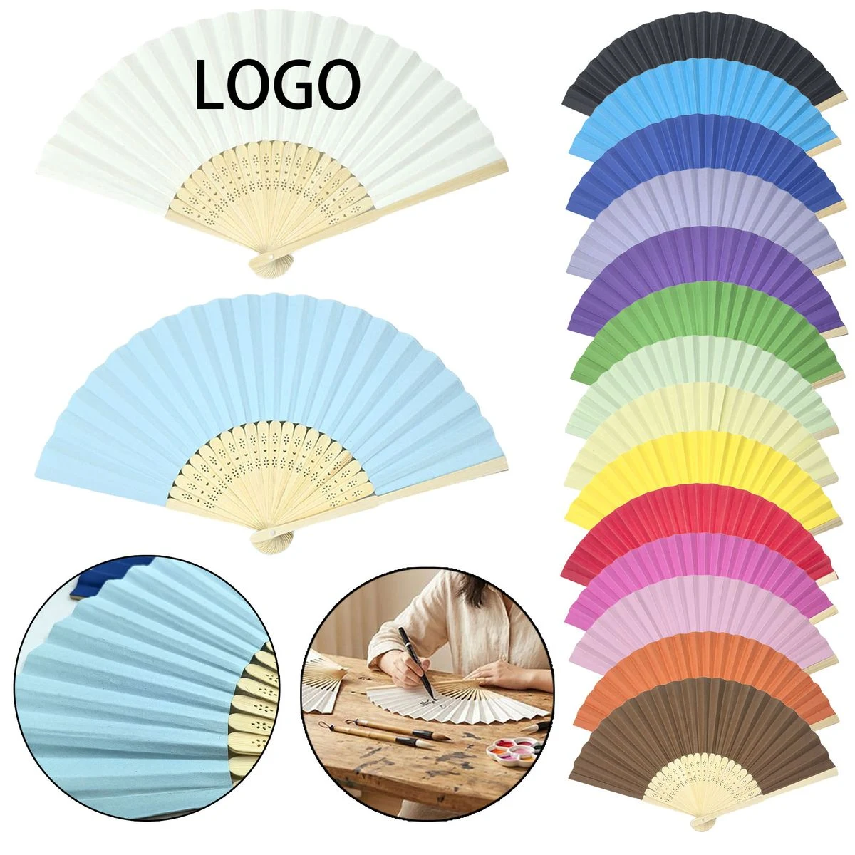 Solid Color Hand Painting Fans 1