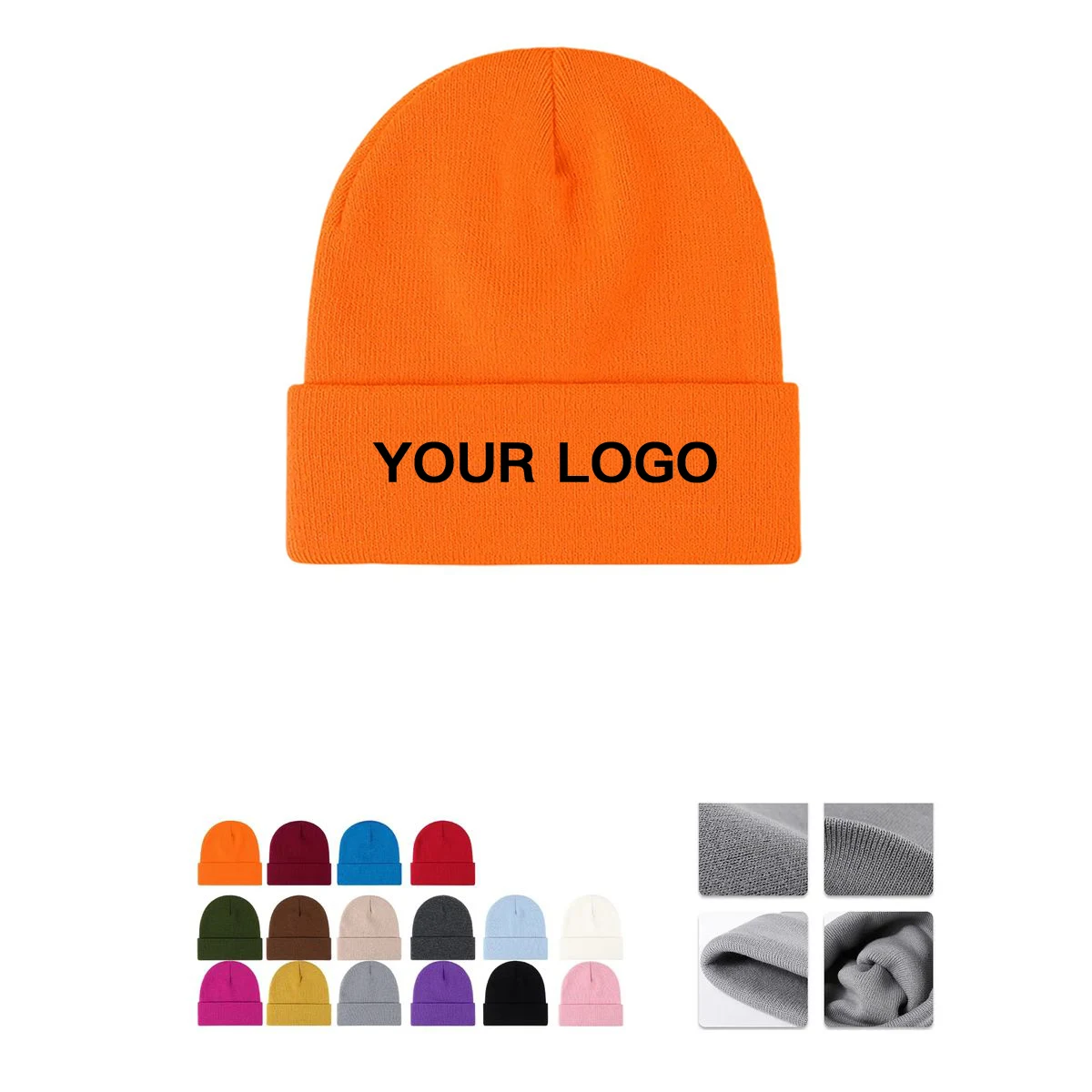 Warm Knit Cap with Embroidered Logo Area 1