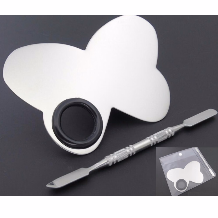 Stainless Steel Makeup Mixing Palette With Makeup Spatula