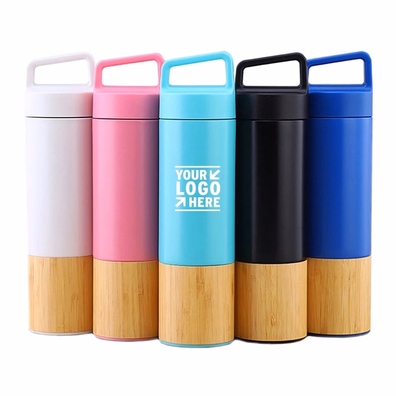 18 Oz Stainless Steel With Wood Vacuum Insulated Bottle