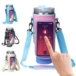Water Bottle Bag Cup Holder with Strap Phone Pocket 1