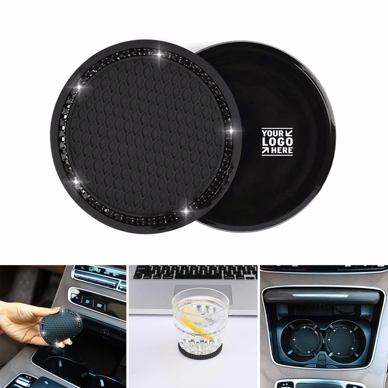 2.75 inch Silicone Anti Slip Crystal Rhinestone Cup Holder Coasters Universal Bling Car Coaster