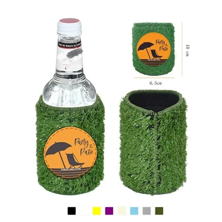 Artificial Grass Can Cooler, custom koozie with logo imprint 1