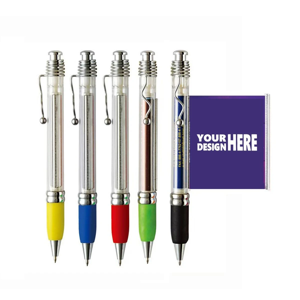 Retractable Writing Pen With Extended Message Strip, custom pen with logo imprint 1