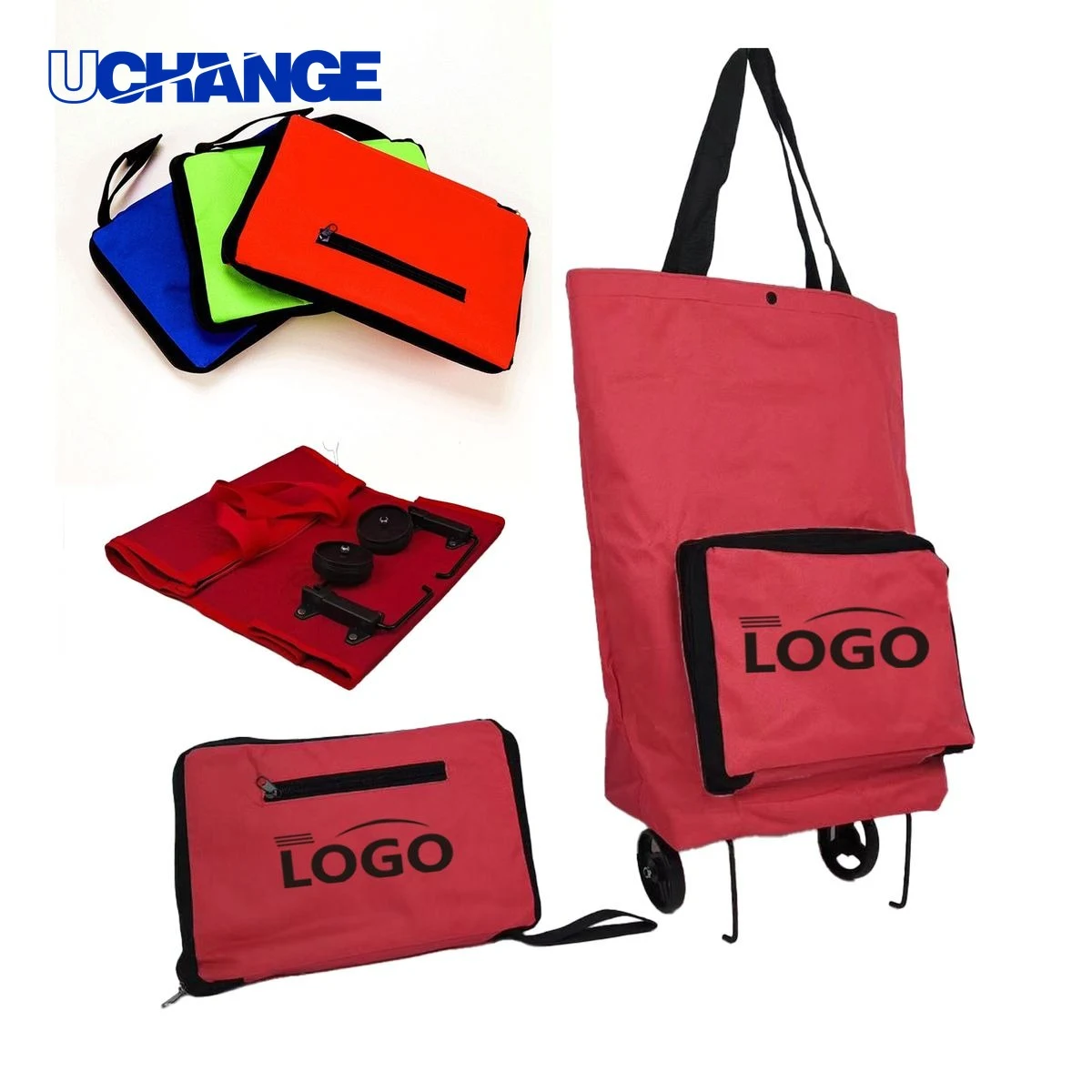 Foldable Shopping Bag Carrier with Wheels 1