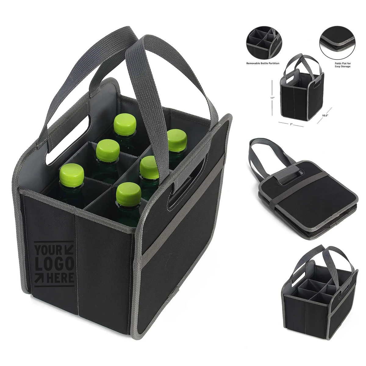 11 x 10 .5 x 7 Inches Foldable 6 Bottle Wine Carrier Bag 1
