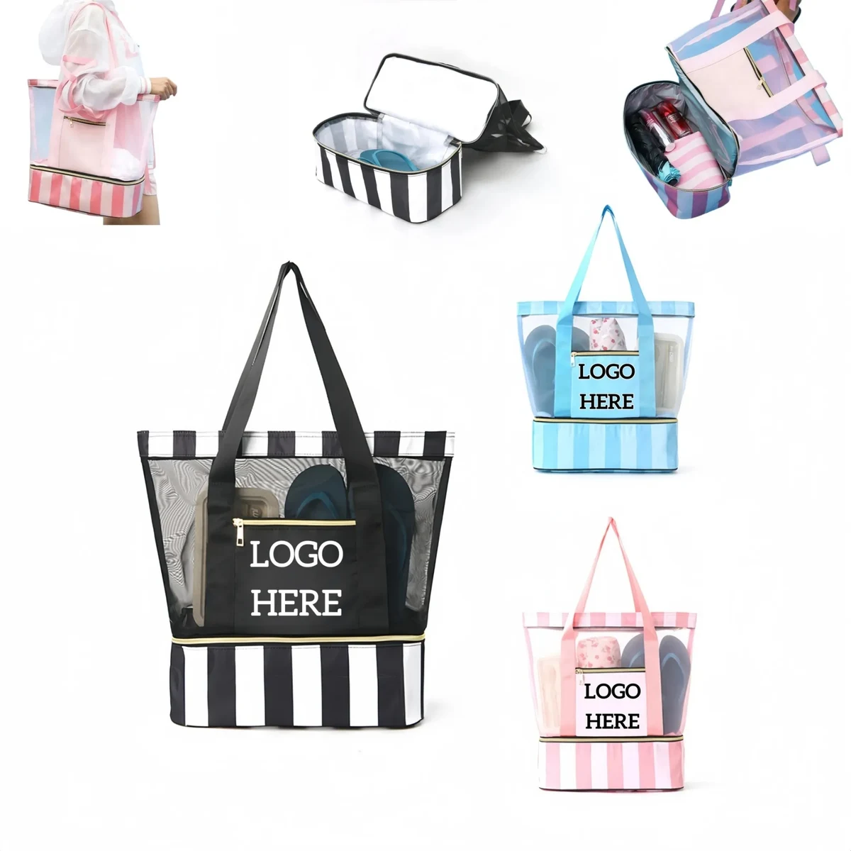 Double Compartment Beach Tote Bag 1
