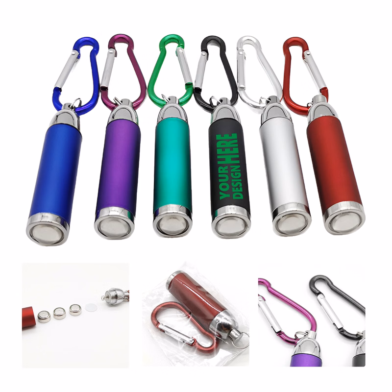 MOQ 50 Mini LED Flashlight Keychain with Carabiner