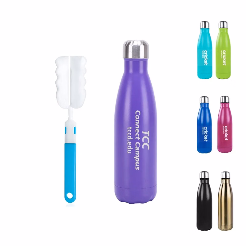 17 oz Stainless Steel Insulated Water Bottle with Sponge Bru