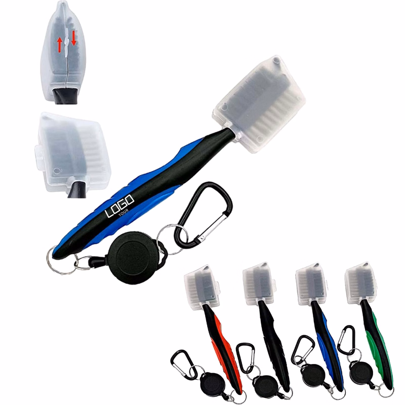 Two-Sided Golf Club Cleaning Brush with Clasp