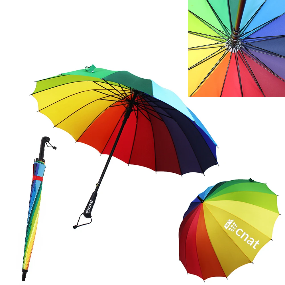 16 Bone Creative automatic Rainbow Umbrella Long Handle Umbrella 1
