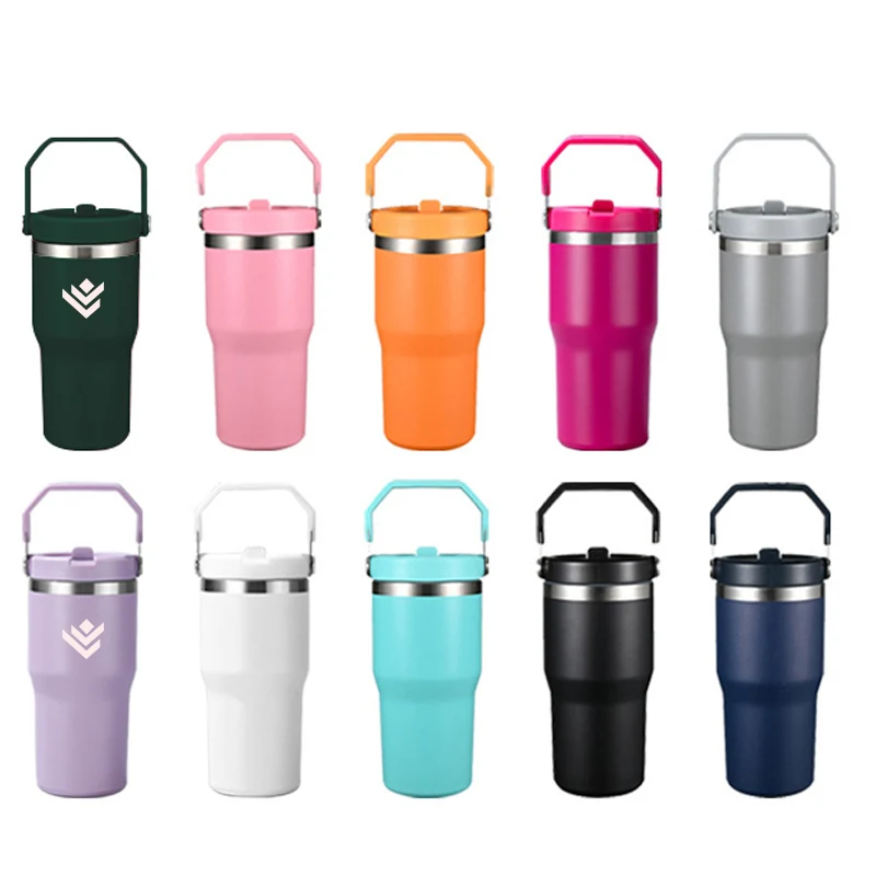 20 Oz. Vacuum Tumbler w/ Handle & Flip Straw Lid 1