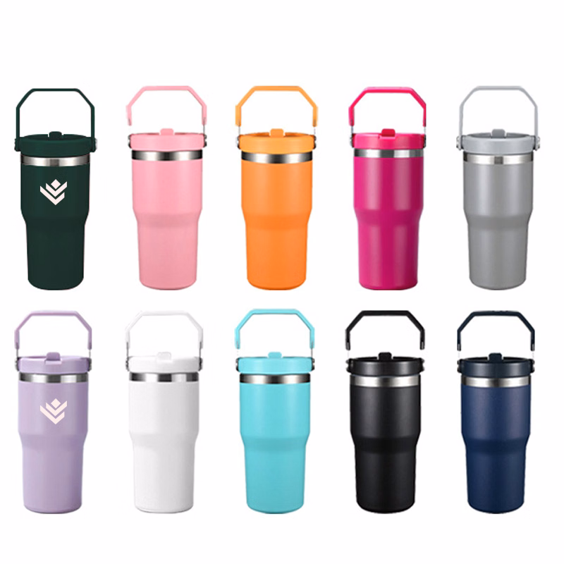 20 Oz. Vacuum Tumbler w/ Handle & Flip Straw Lid