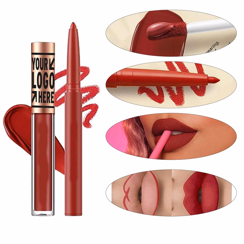 12 Pcs Pigment Velvety Nude Matte Liquid Lipstick Lip Liner Pen Make Up Gift Set