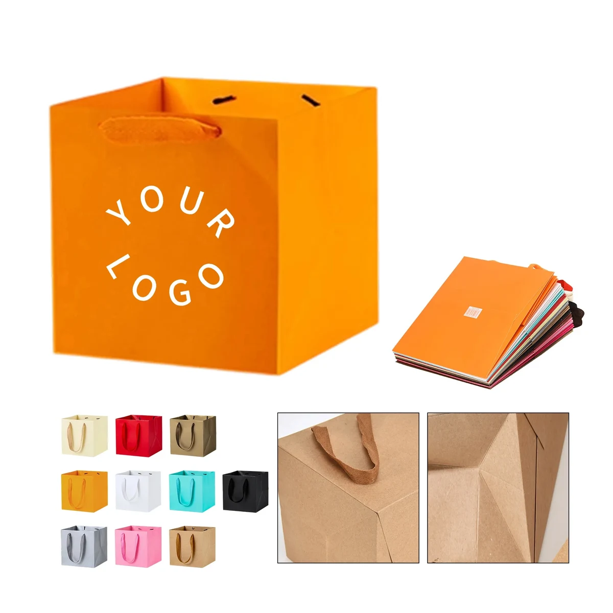 Square Kraft Paper Luxury Tote Bag 1