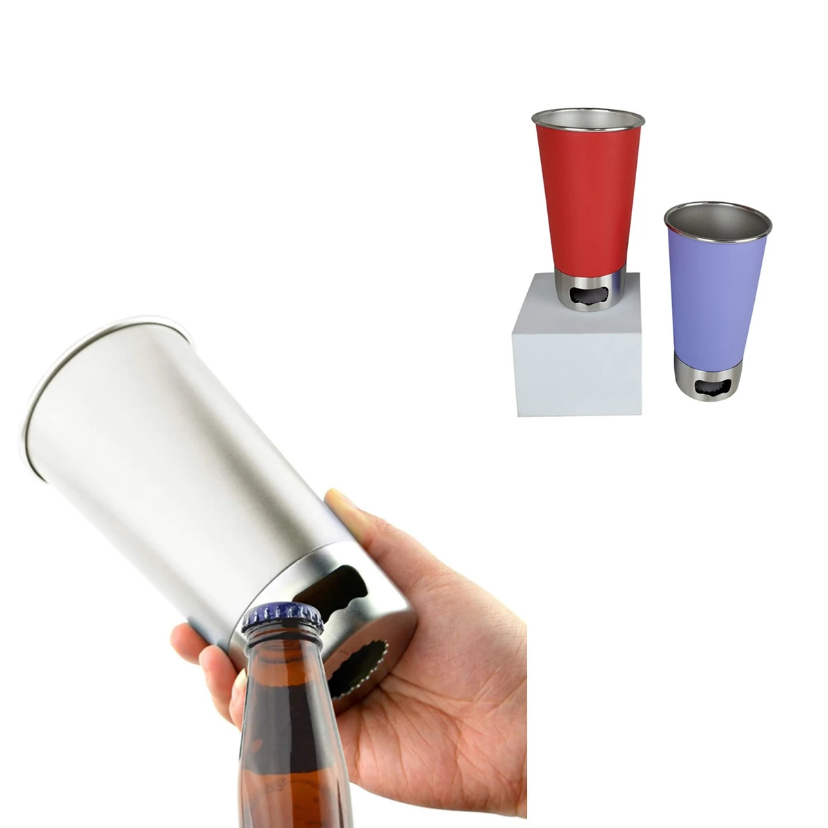 Stainless Steel Cup with Bottle Opener 1