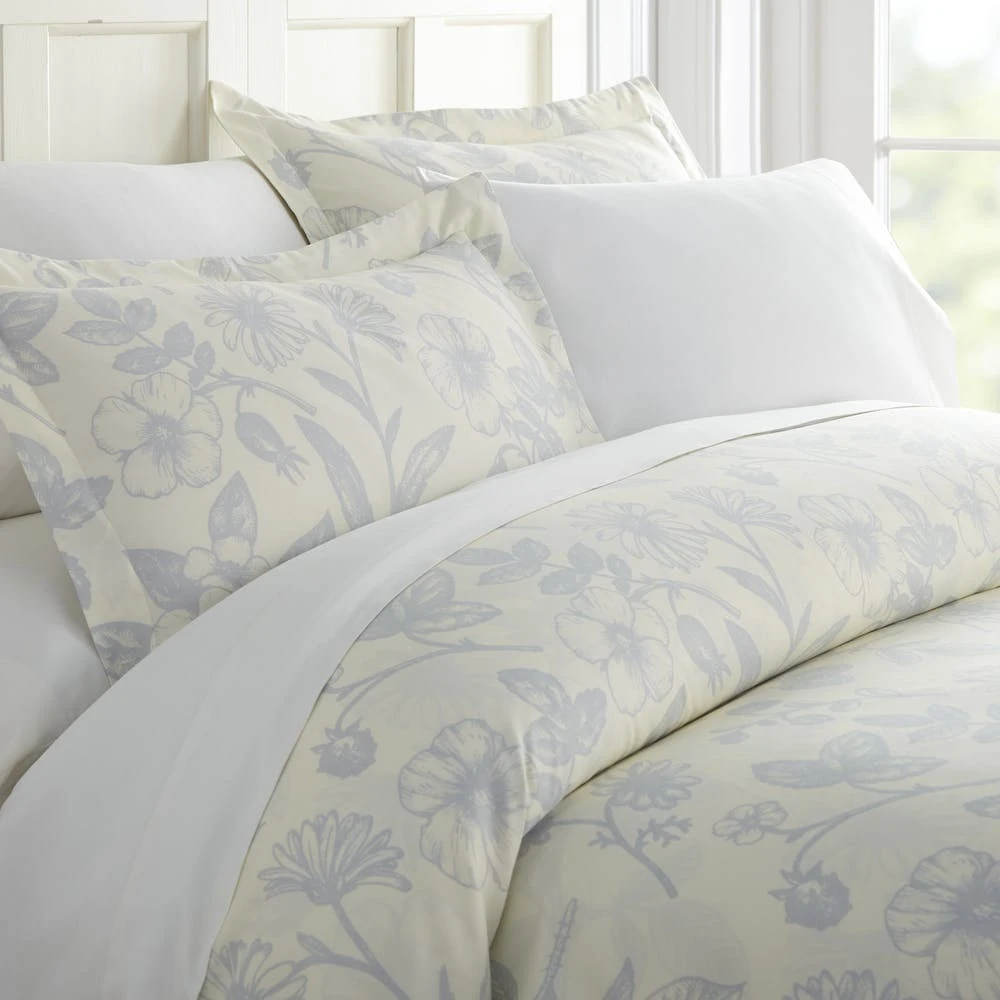 Duvet Cover Sets - Blue Garden King 3 Piece 1