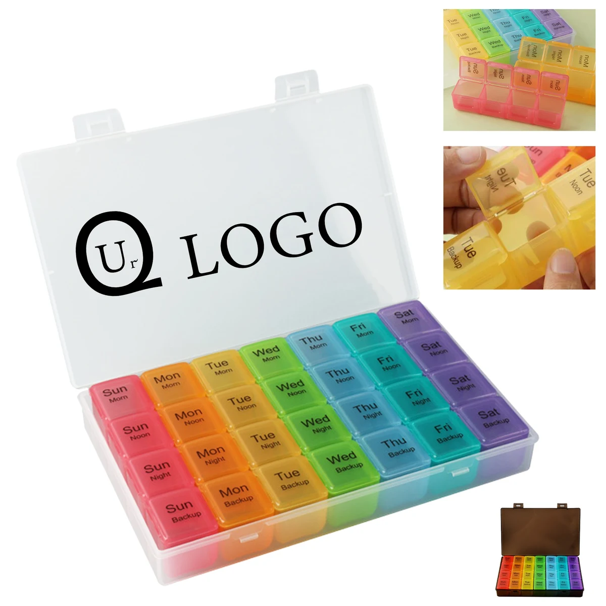 Large 28 Grid Rainbow Medicine Box 1