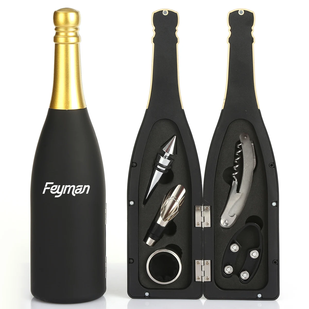 5 Pcs Bottle Shape Wine Opener Tools Set, custom bottle opener with logo imprint 1