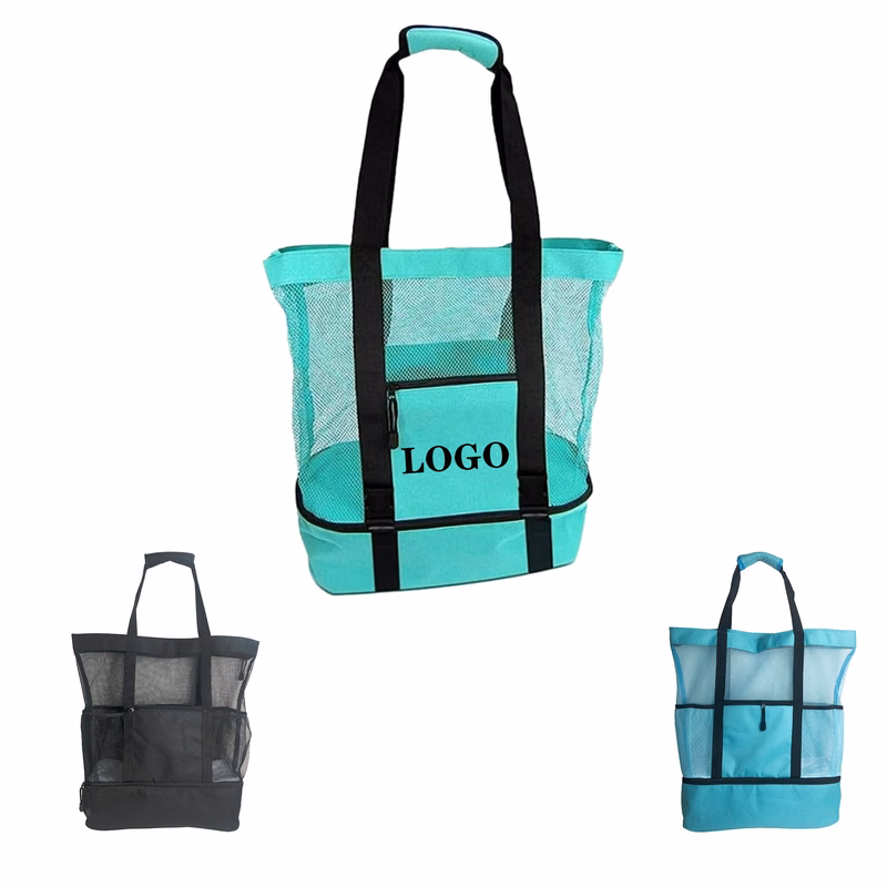 2 In 1 Beach Mesh Cooler Tote Bag