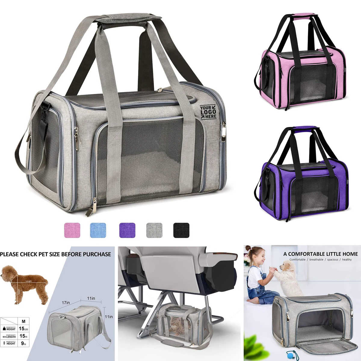 Travel Soft Sided Small Medium Up to 15 Lbs Collapsible Puppy Dog Carrier 1