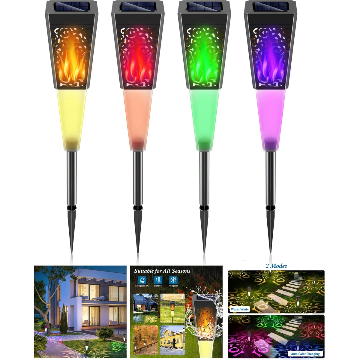 Color Changing Warm White Solar Outdoor Lights 1
