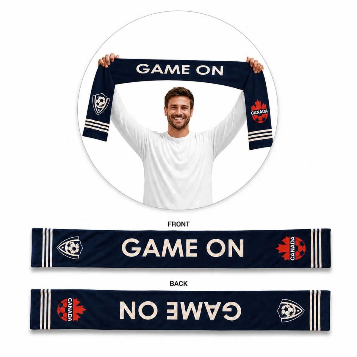 24 Hr Express Ship -Sublimated Soccer Football Stadium Scarves 6x60, Sublimated edge to edge 2 sides 1