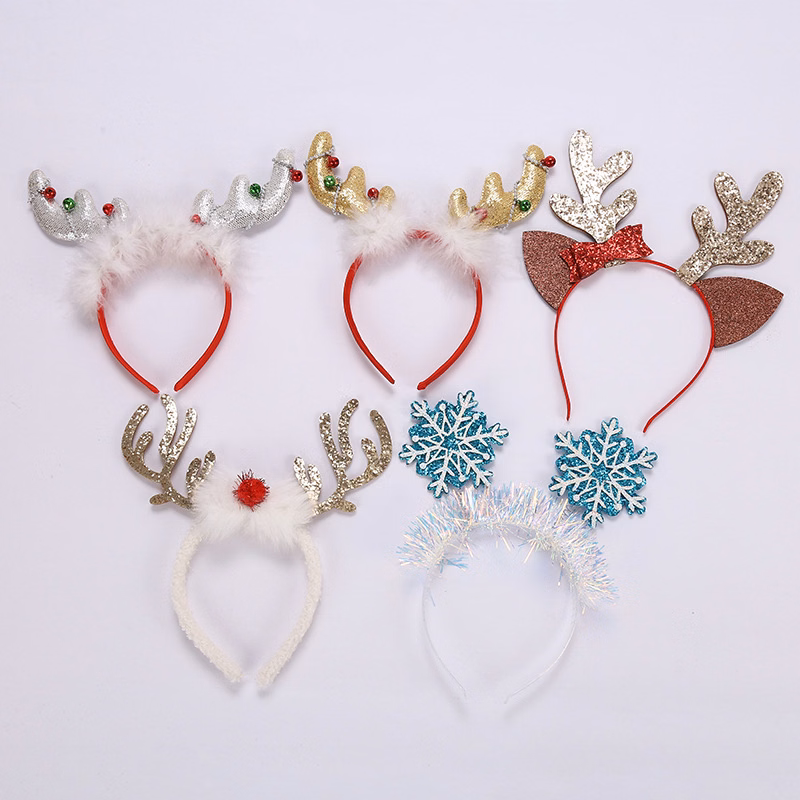Christmas Hair Accessories Hair Bow Bells Glitter Kids Headbands With Snow