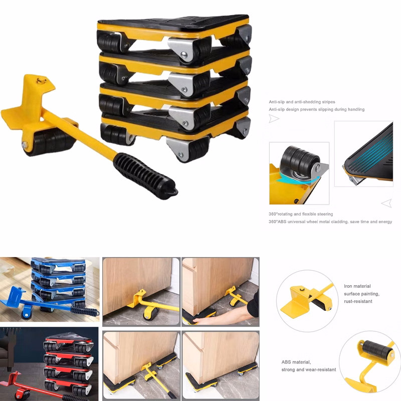 5 Packs Heavy Furniture Move Roller Tools With 4 Universal Wheels