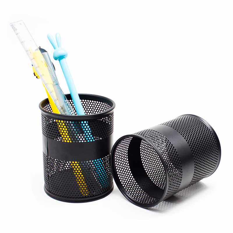 Round Metal Mesh Pen Holder