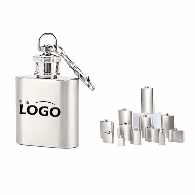 Custom Logo Mini Hip Flask Keychain 1oz