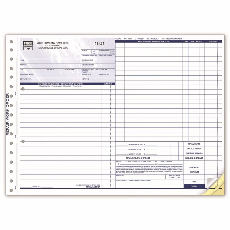 Automotive Repair Work Orders / Invoices