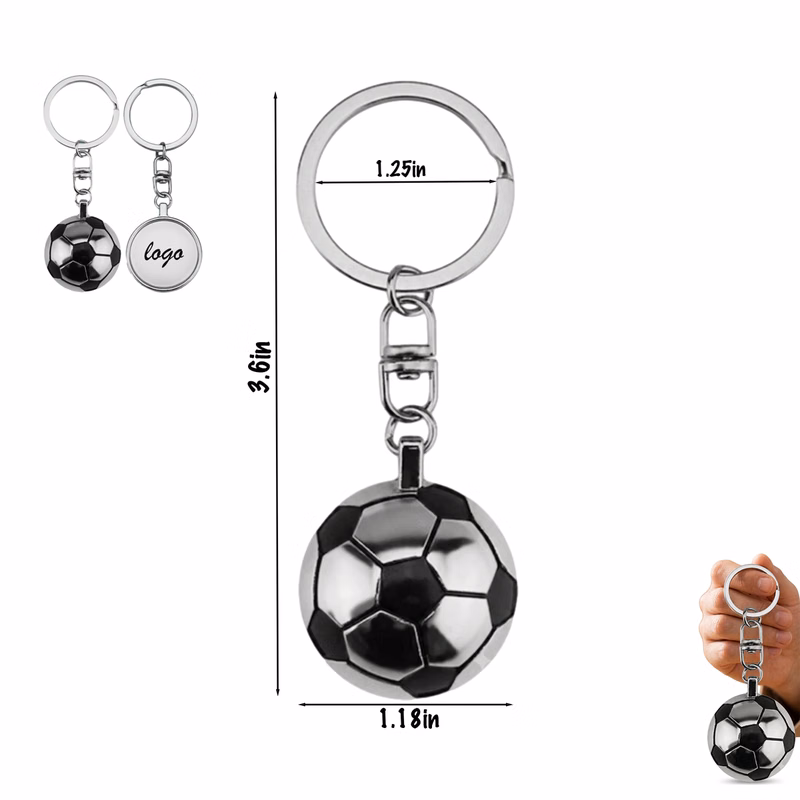 Metal Soccer and Basketball Keychain Charms