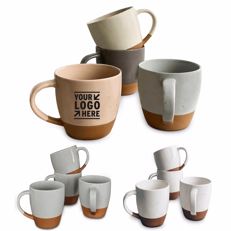 16oz Modern Boho Microwavable Ceramic Large Latte Mug Set Of 4 Porcelain Coffee Cups With Big Handl