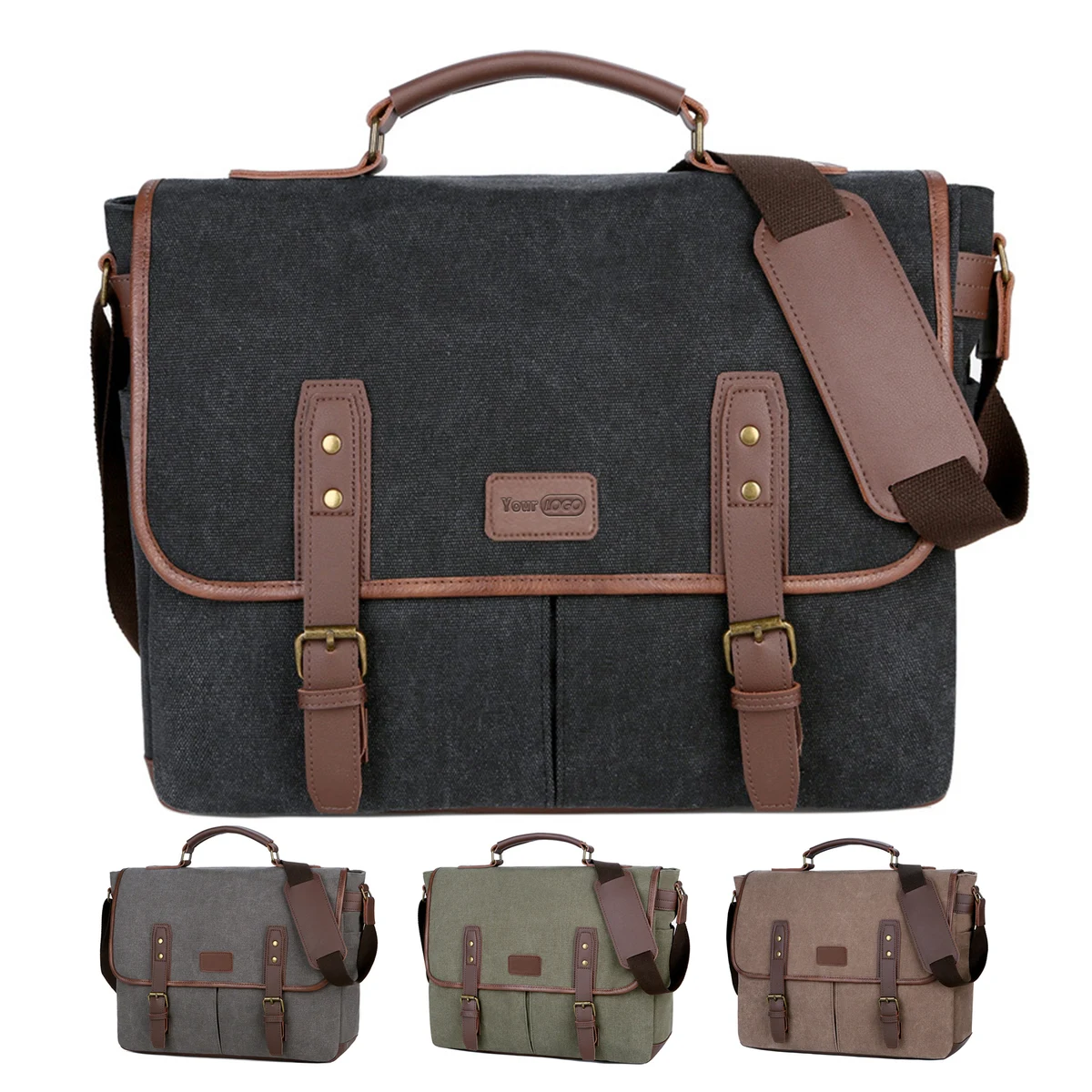 Cavas Vintage Men Briefcases Laptop Messenger Bag Business 1