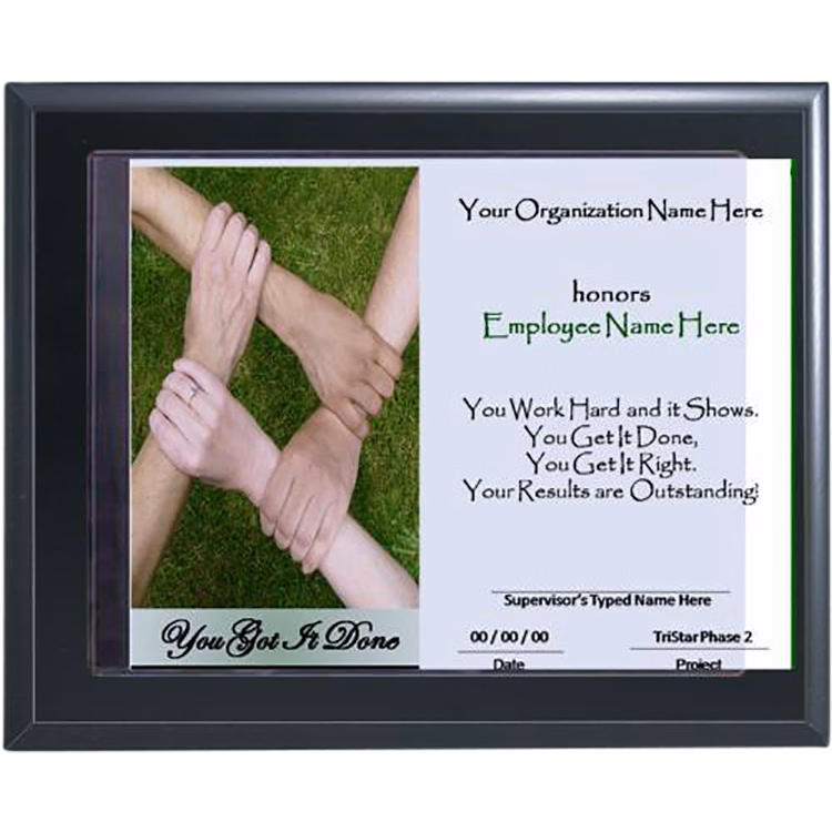 Pocket Slide In Certificate Plaque-Black