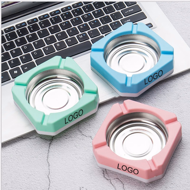 Smoke Ashtray PP & Stainless Steel Square