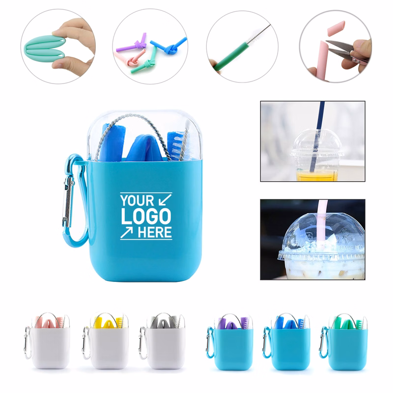 Reusable Collapsible Silicone Straws Set