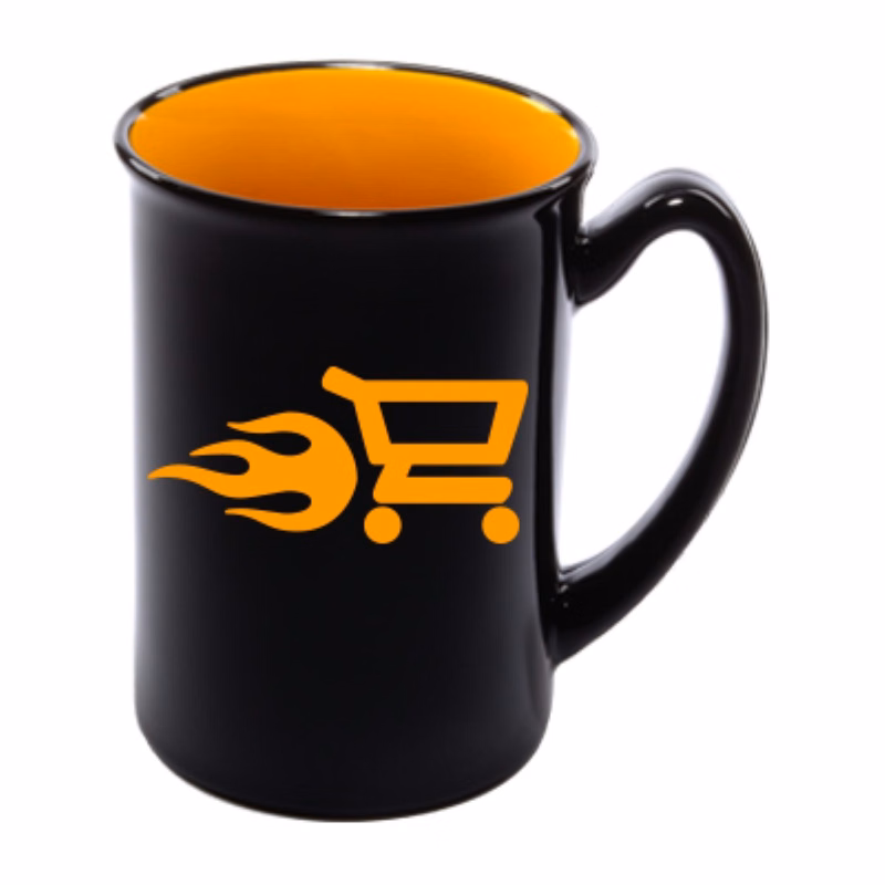 16 oz Marco 2-tone Black Exterio and Yellow Interior Mug