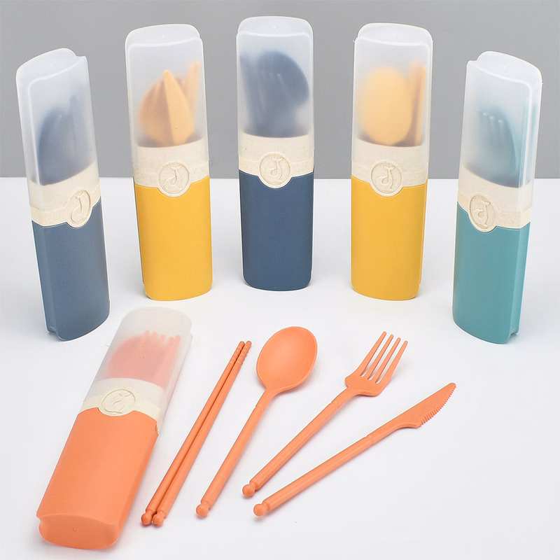 4 Pcs Wheat Straw Tableware Set