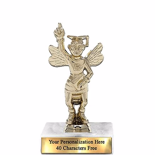 Trophy: 7", 2x3 white marble base, Spelling Bee Go
