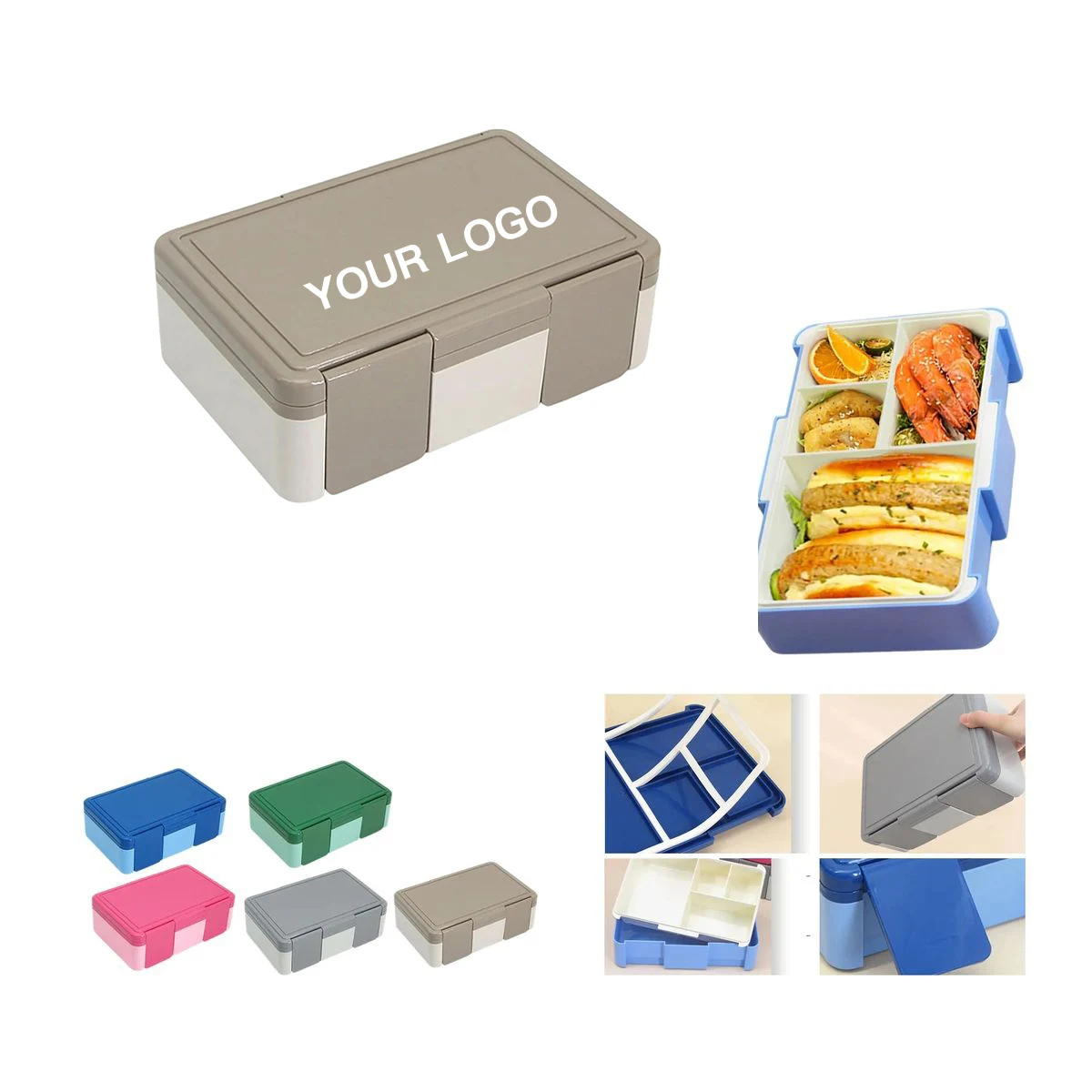 Food Storage Box with Sauce Cups and Lid 1