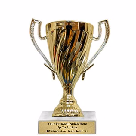 Cup Trophy: 6.5", 3x2" Marble base w/ 4.7" plas